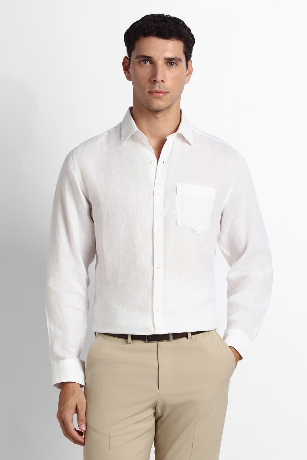 Men White Regular Fit Textured Full Sleeves Formal Shirt | Vanheusenindia Men White Regular Fit Textured Full Sleeves Formal Shirt | Vanheusenindia