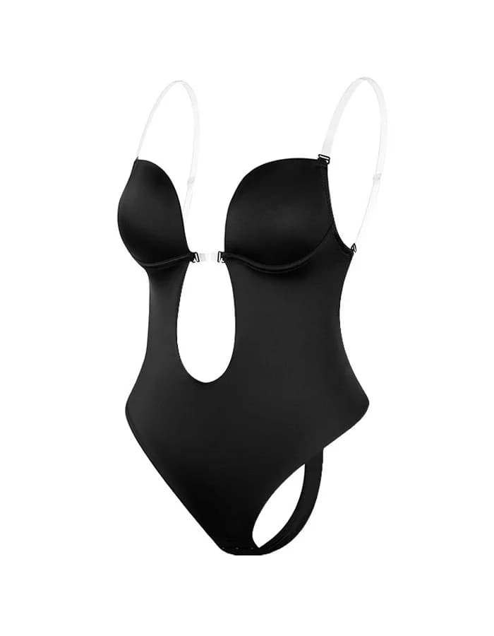 Deep V Invisible Shoulder Strap Belly Band Bra Bodysuit Deep V Invisible Shoulder Strap Belly Band Bra Bodysuit