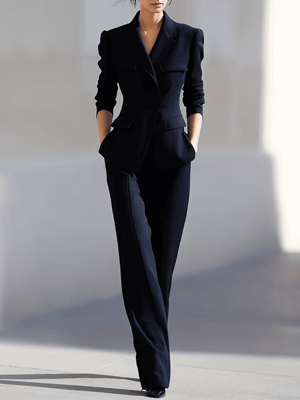 Navy Blue Blazer And Trousers 2-Piece Suit Navy Blue Blazer And Trousers 2-Piece Suit