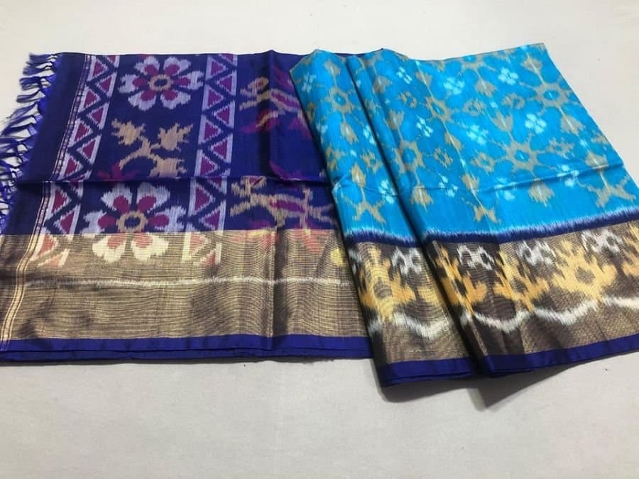 Pure Blue Ikkat Cotton Silk Saree - JRS Handlooms | Jrshandlooms Pure Blue Ikkat Cotton Silk Saree - JRS Handlooms | Jrshandlooms