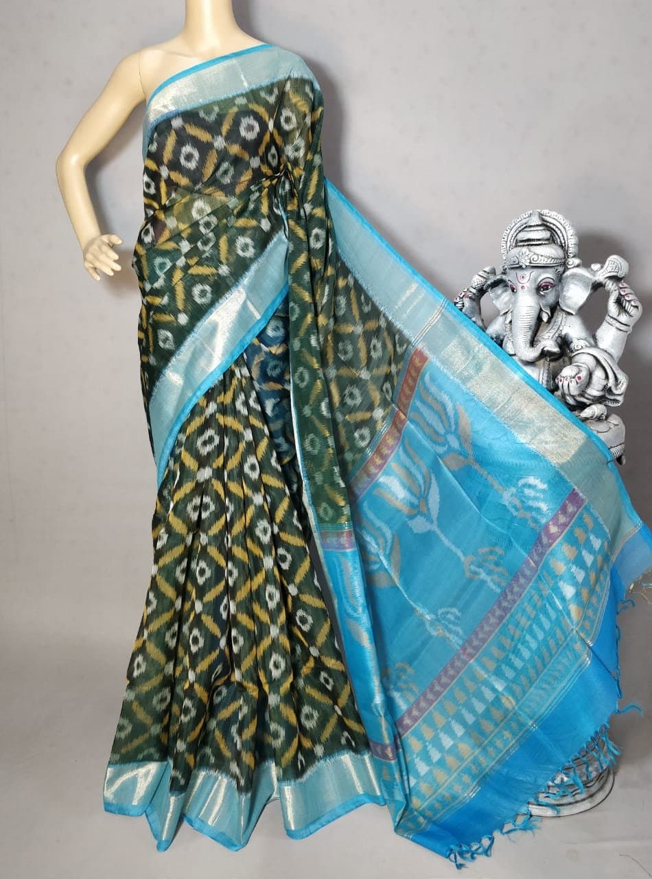 Soft Cotton Silk Saree with Ikkat Design - JRS Handlooms | Jrshandlooms Soft Cotton Silk Saree with Ikkat Design - JRS Handlooms | Jrshandlooms