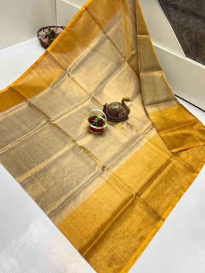 Plain Gold Uppada Tissue Pattu Saree - JRS Handlooms | Jrshandlooms Plain Gold Uppada Tissue Pattu Saree - JRS Handlooms | Jrshandlooms