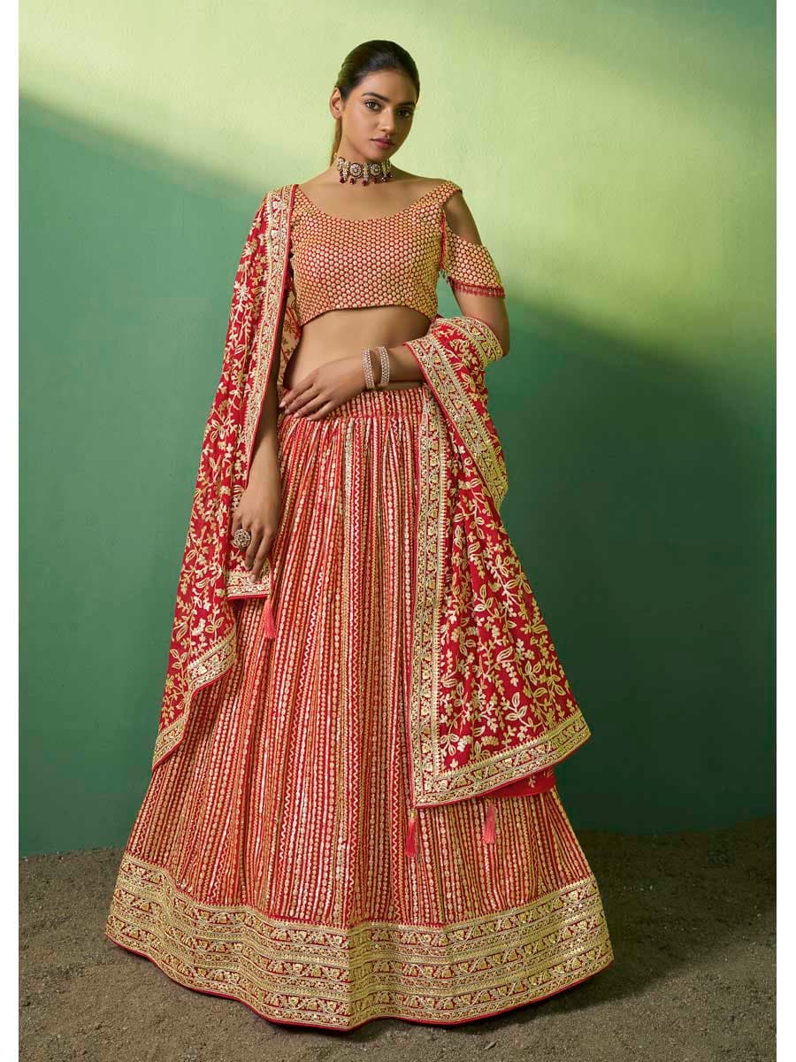 Red Color Georgette Lehenga Choli - Manglam Dress | Mangalam Designer Red Color Georgette Lehenga Choli - Manglam Dress | Mangalam Designer