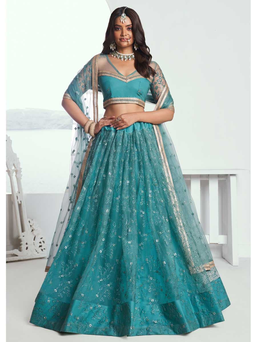 Rama Color Butterfly Net Lehenga Choli - Manglam Dress | Mangalam Designer Rama Color Butterfly Net Lehenga Choli - Manglam Dress | Mangalam Designer