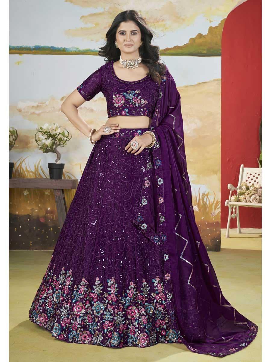 Purple Color Chinon Lehenga Choli - Manglam Dress | Mangalam Designer Purple Color Chinon Lehenga Choli - Manglam Dress | Mangalam Designer