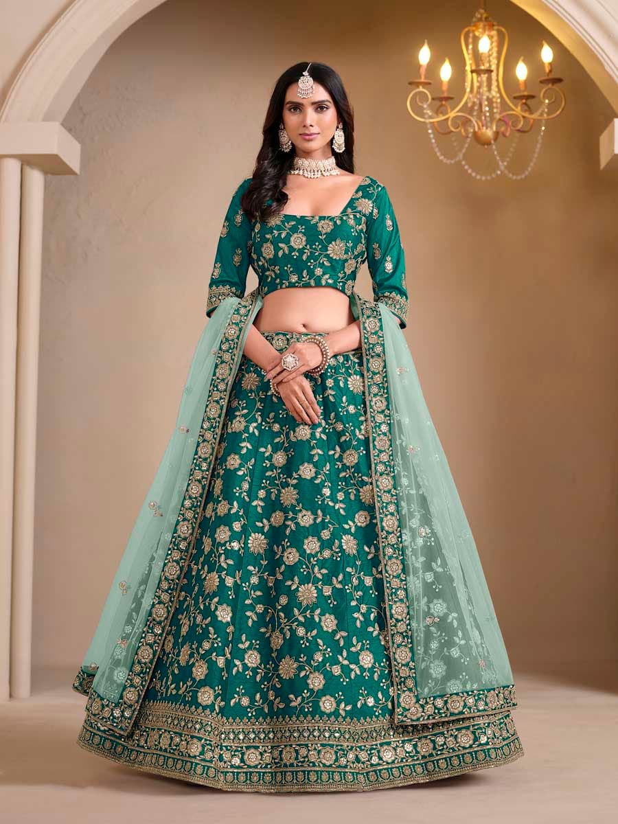 Rama Color Art Silk Lehenga Choli - Manglam Dress | Mangalam Designer Rama Color Art Silk Lehenga Choli - Manglam Dress | Mangalam Designer
