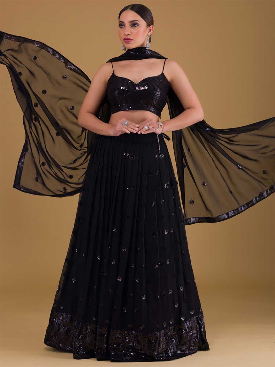 Black Color Georgette Lehenga Choli - Manglam Dress | Mangalam Designer Black Color Georgette Lehenga Choli - Manglam Dress | Mangalam Designer