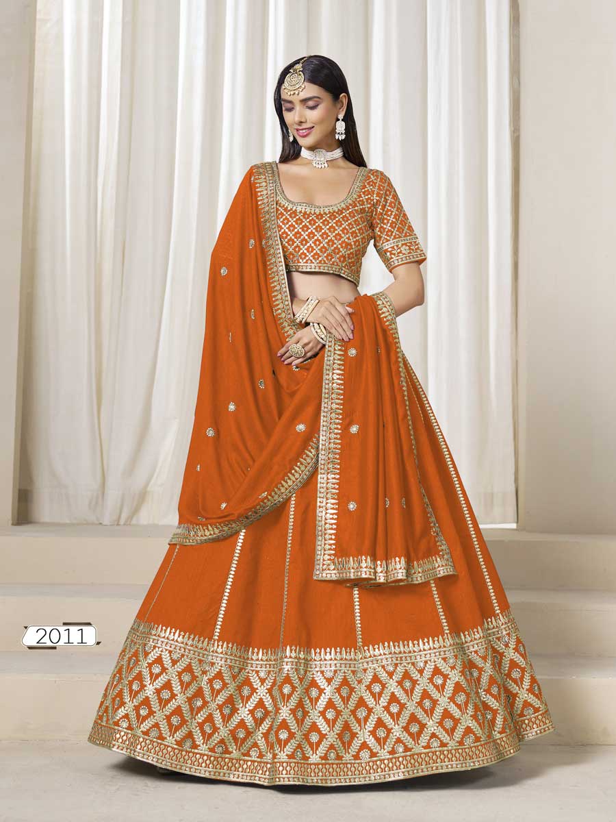 Orange Color Art Silk Lehenga Choli - Manglam Dress | Mangalam Designer Orange Color Art Silk Lehenga Choli - Manglam Dress | Mangalam Designer