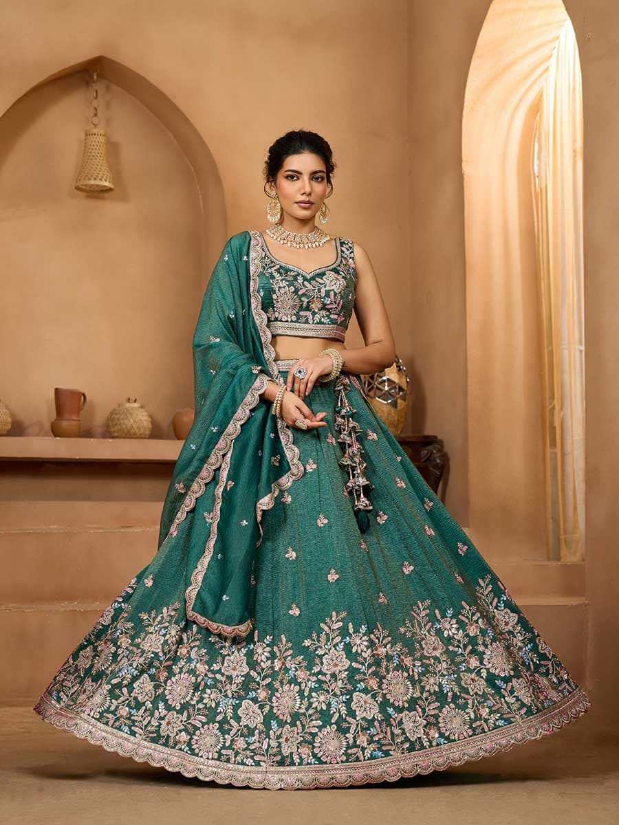 Green Color Tissue Lehenga Choli - Manglam Dress | Mangalam Designer Green Color Tissue Lehenga Choli - Manglam Dress | Mangalam Designer