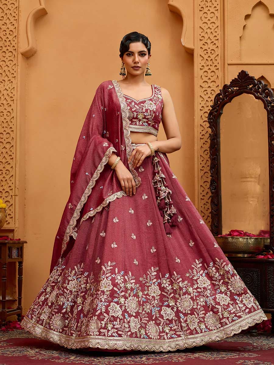 Rose Gold Color Tissue Lehenga Choli - Manglam Dress | Mangalam Designer Rose Gold Color Tissue Lehenga Choli - Manglam Dress | Mangalam Designer
