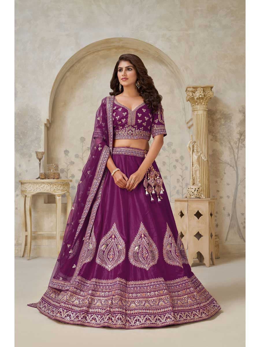Wine Color Silk Lehenga Choli - Manglam Dress | Mangalam Designer Wine Color Silk Lehenga Choli - Manglam Dress | Mangalam Designer