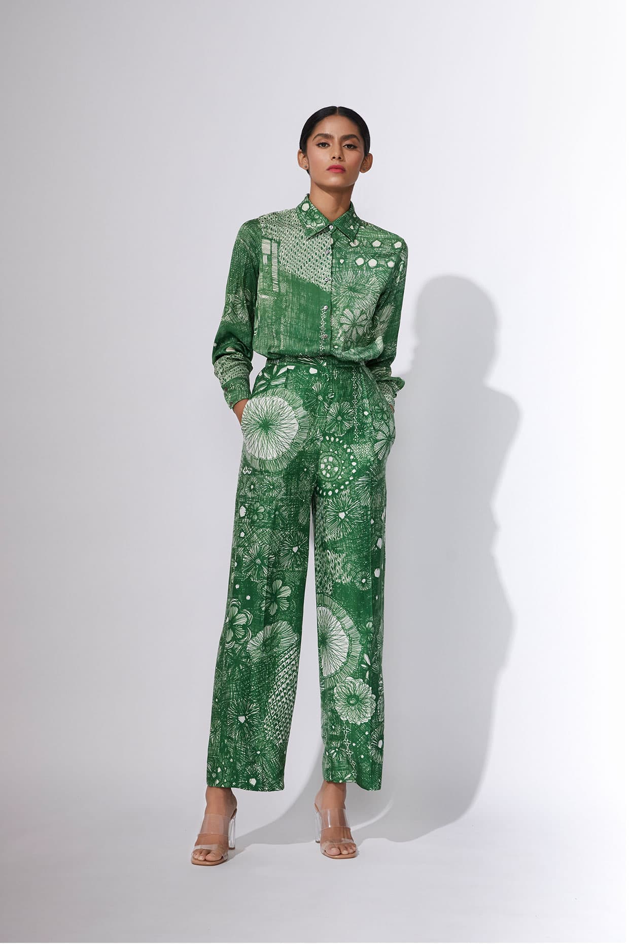 Floral print collared shirt & trousers | Saaksha & Kinni Floral print collared shirt & trousers | Saaksha & Kinni