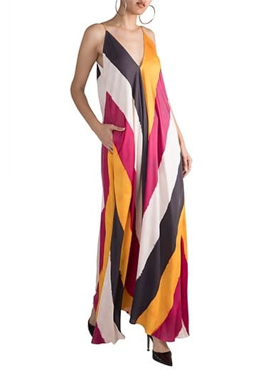 Stripe print v-neck maxi dress | Saaksha & Kinni | Saaksha & Kinni Stripe print v-neck maxi dress | Saaksha & Kinni | Saaksha & Kinni