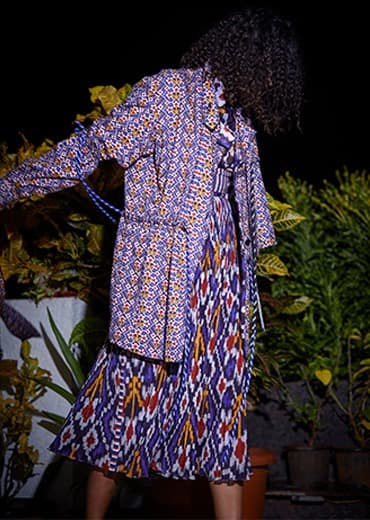 Ikat printed jacket with belt | Saaksha & Kinni Ikat printed jacket with belt | Saaksha & Kinni