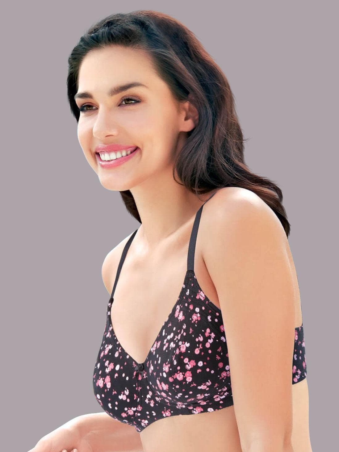 Enamor Black Ditsy Cotton Everyday Bra Enamor Black Ditsy Cotton Everyday Bra