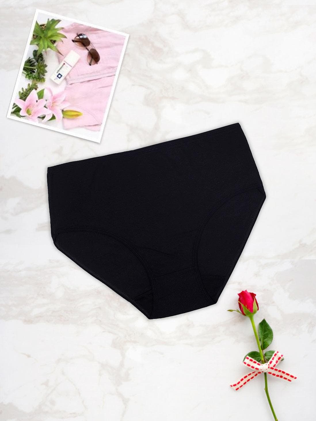 Shyle Black Cotton Plus Size Hipster Panty Shyle Black Cotton Plus Size Hipster Panty