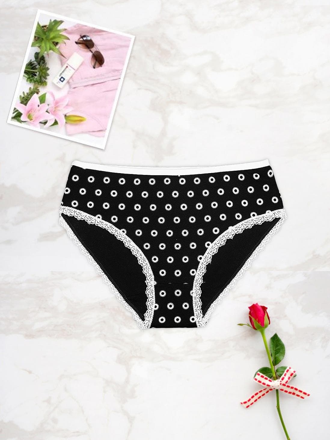 Shyle Black Gear Wheel Print Plus Size Hipster Panty Shyle Black Gear Wheel Print Plus Size Hipster Panty