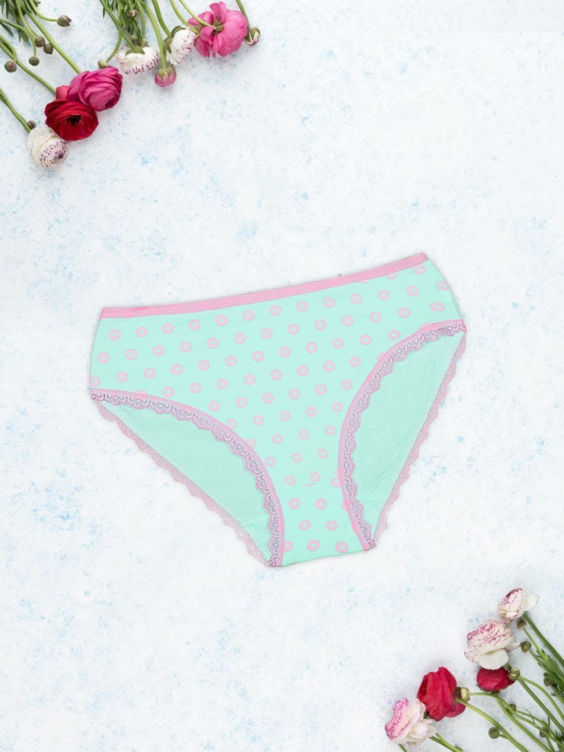 Shyle Mint Green Gear Wheel Print Plus Size Bikini Panty Shyle Mint Green Gear Wheel Print Plus Size Bikini Panty