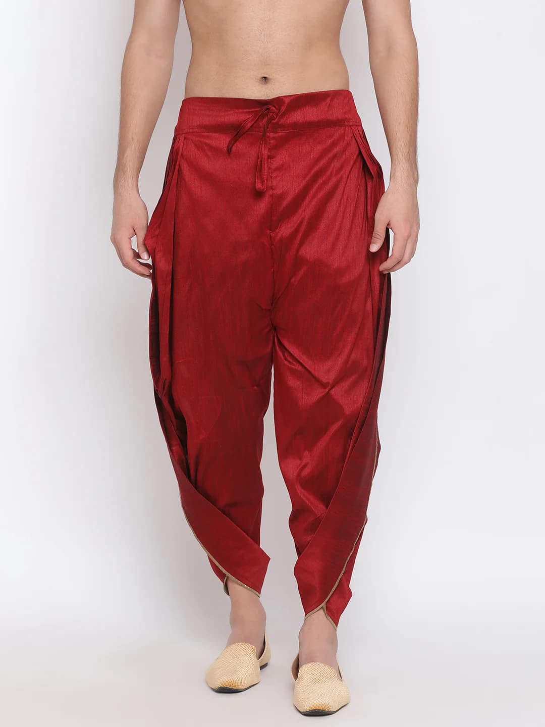 Men's Maroon Silk Blend Dhoti Pant | Vastramay Men's Maroon Silk Blend Dhoti Pant | Vastramay