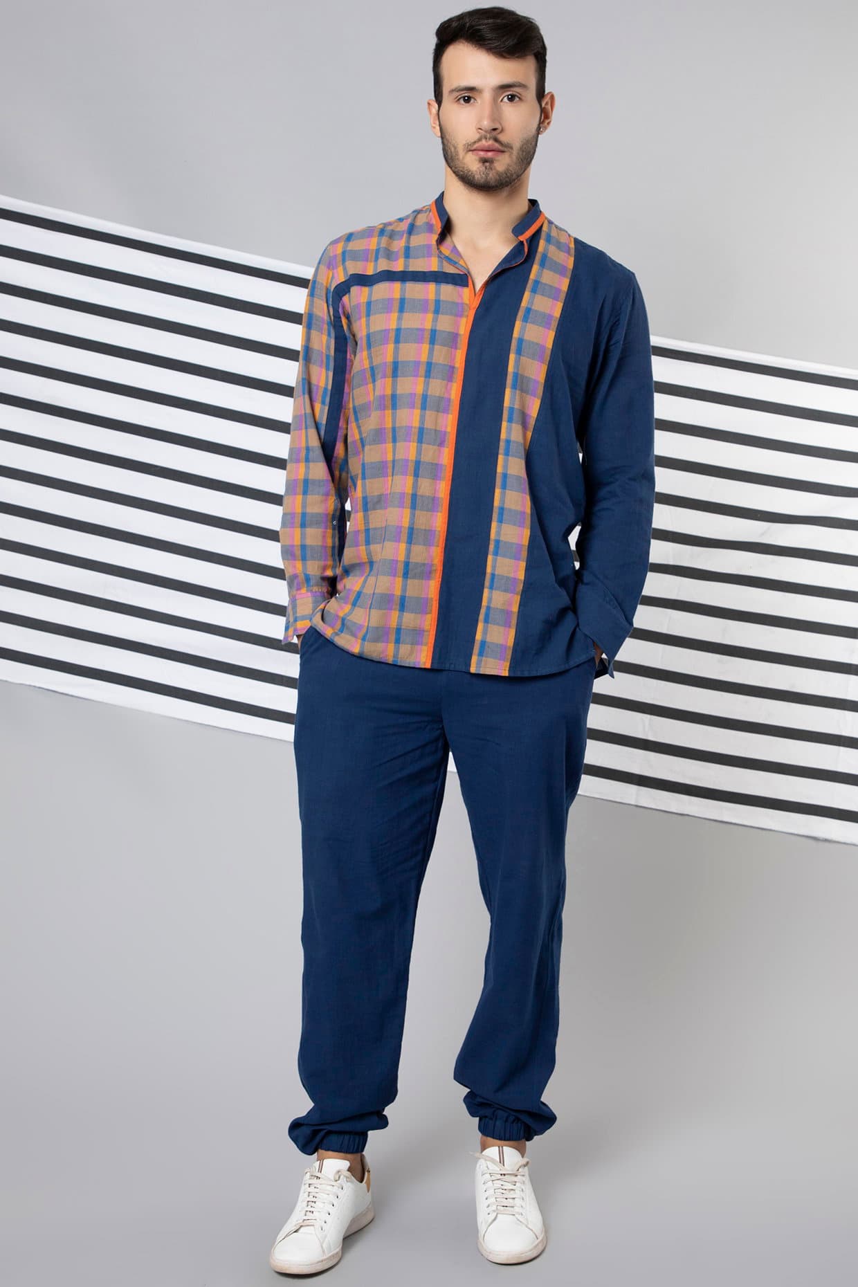 Blue Handloom Cotton Shirt | Wendell Rodricks Blue Handloom Cotton Shirt | Wendell Rodricks