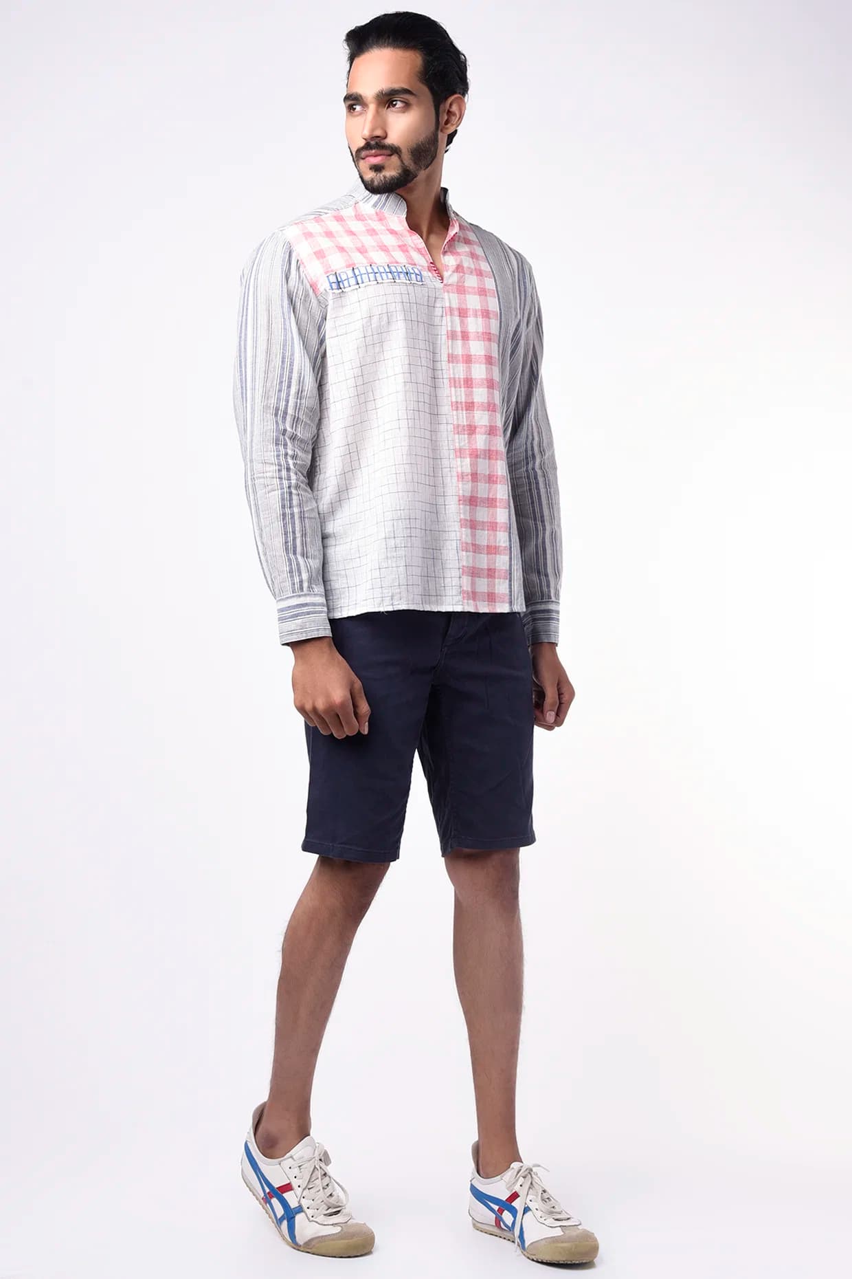 Blue Stripes Cotton Shirt Kurta | Wendell Rodricks Blue Stripes Cotton Shirt Kurta | Wendell Rodricks
