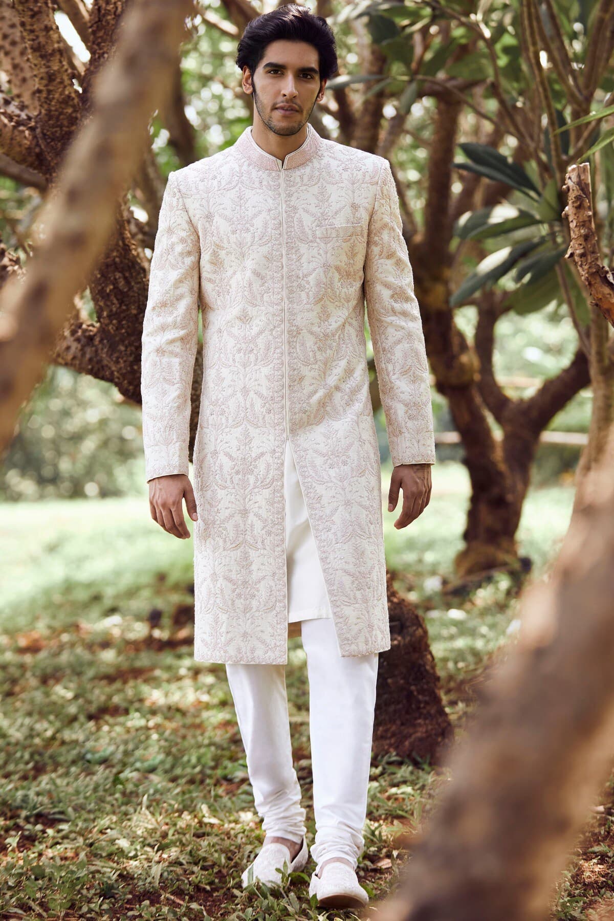 Raadhik Embroidered Silk Sherwani - Beige | Anitadongre Raadhik Embroidered Silk Sherwani - Beige | Anitadongre