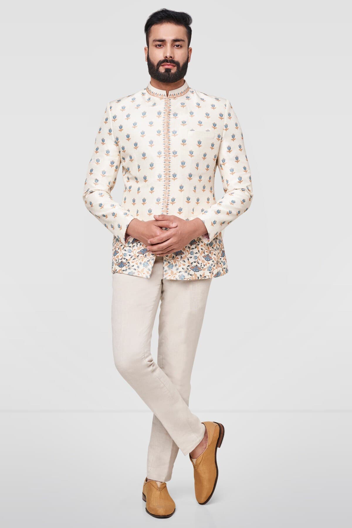 Tarun Silk Bandhgala - Off White | Anitadongre Tarun Silk Bandhgala - Off White | Anitadongre