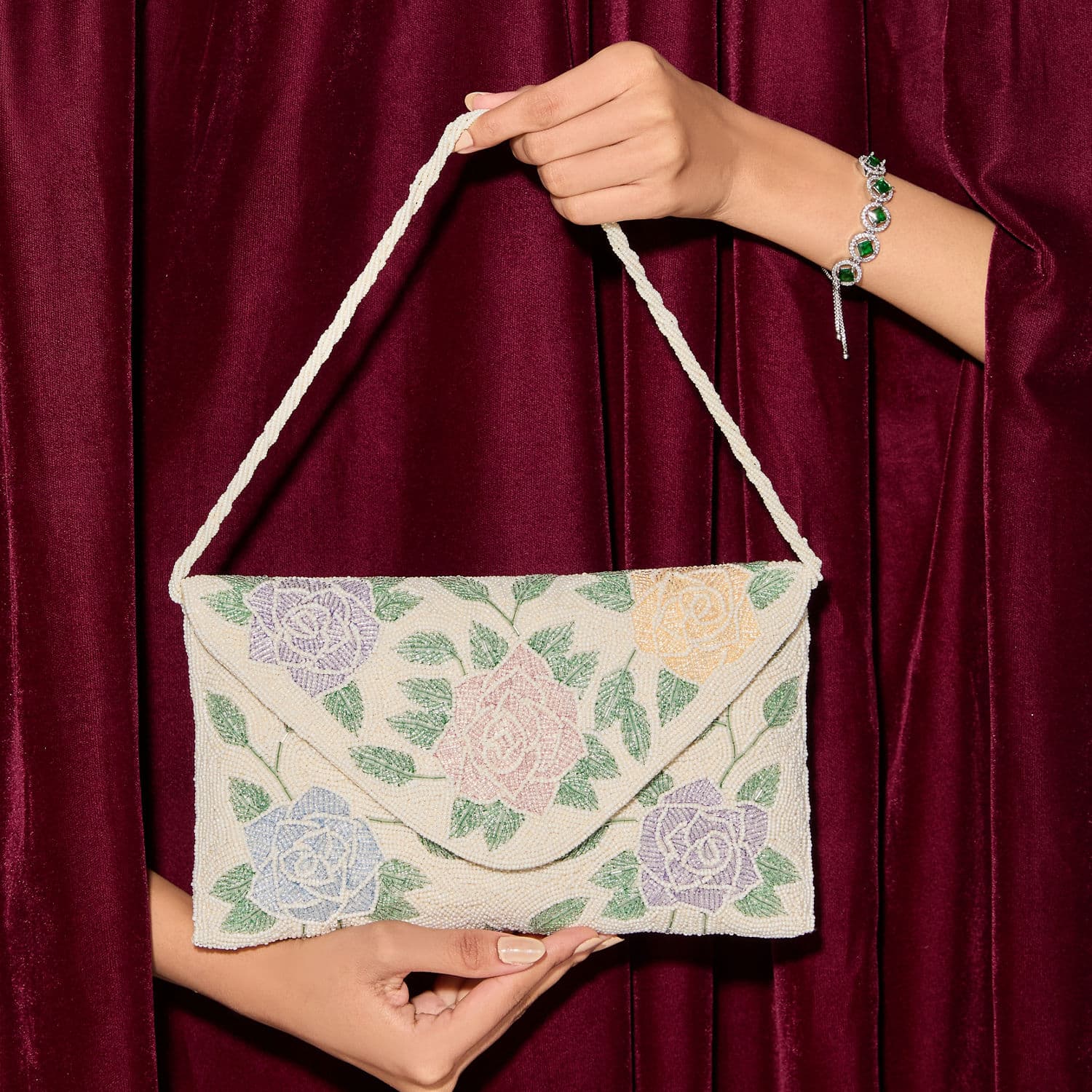 Cream Envelope Bag | Manyavar Cream Envelope Bag | Manyavar