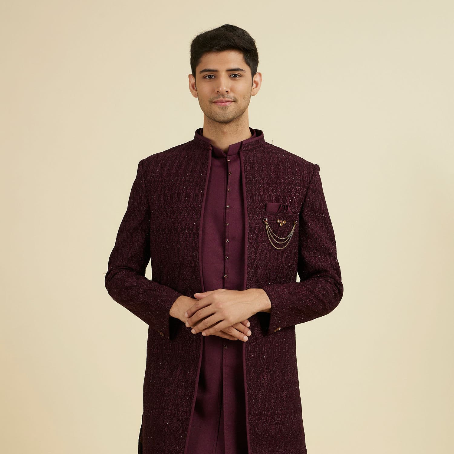 Purple Majesty Georgette Indo Western | Manyavar Purple Majesty Georgette Indo Western | Manyavar