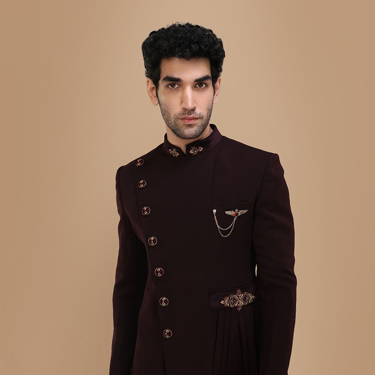 Sublime Wine Indo Western Set | Manyavar Sublime Wine Indo Western Set | Manyavar