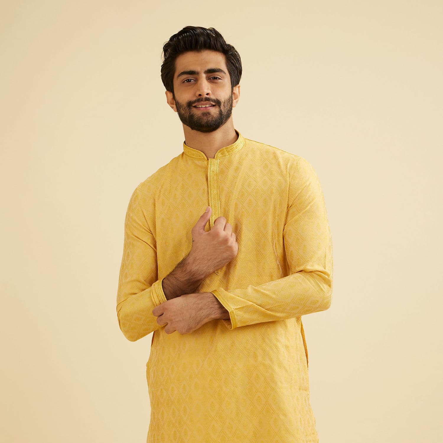 Mustard Yellow Diamond Patterned Kurta Set Mustard Yellow Diamond Patterned Kurta Set