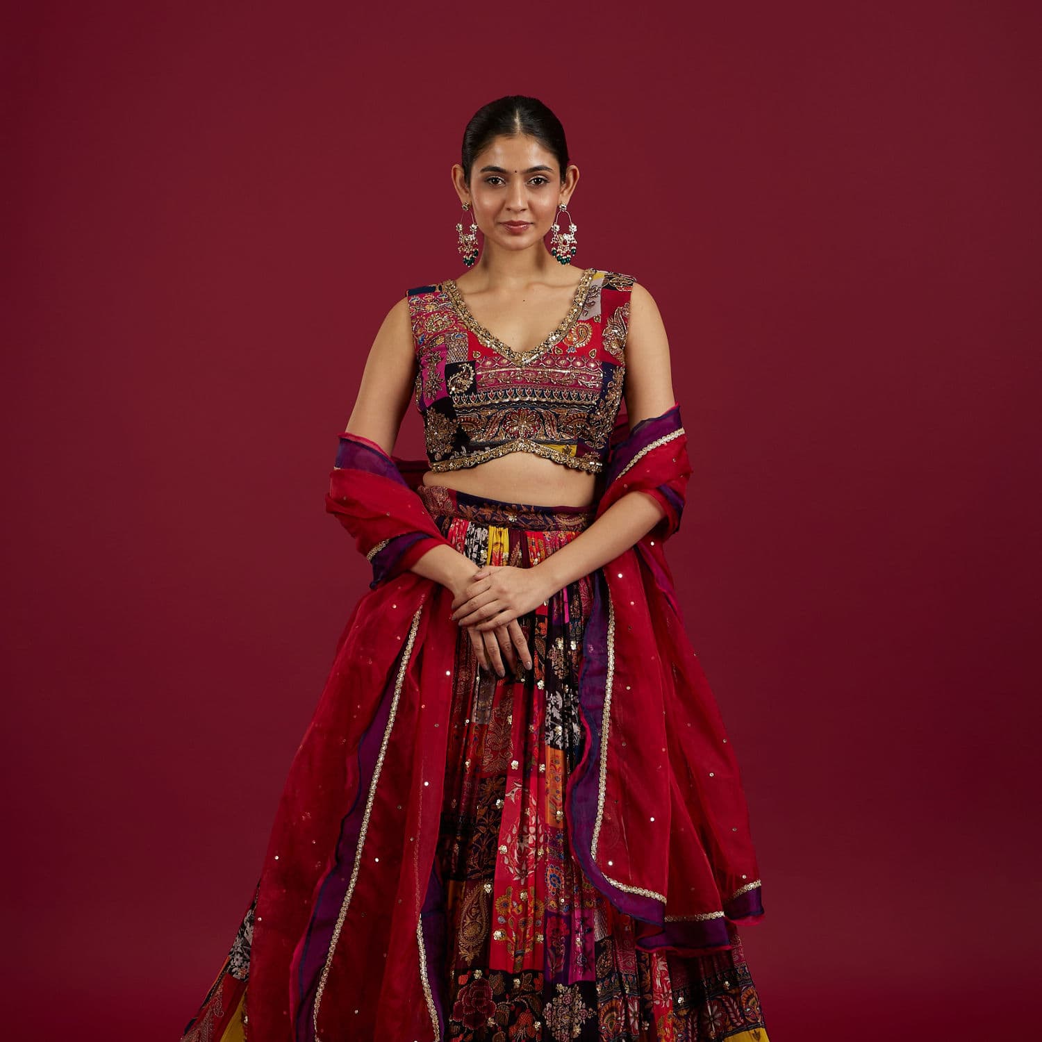 Orange Lehenga with Peacock Motifs Orange Lehenga with Peacock Motifs