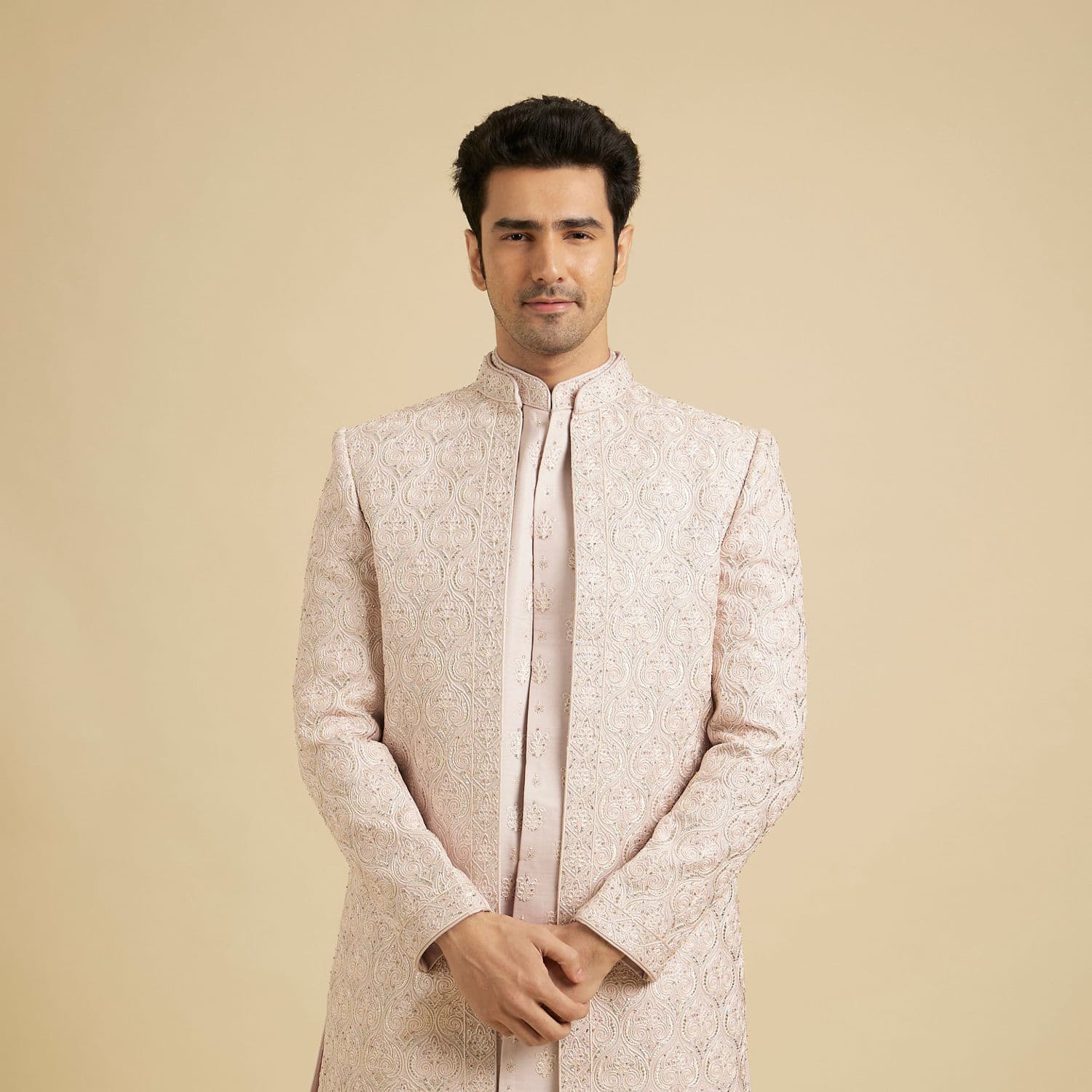 Dusty Pink Grandeur Open Sherwani Dusty Pink Grandeur Open Sherwani