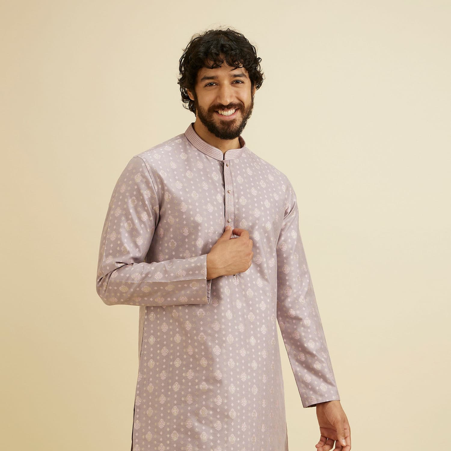 Soft Lilac Buta Patterned Kurta Set Soft Lilac Buta Patterned Kurta Set