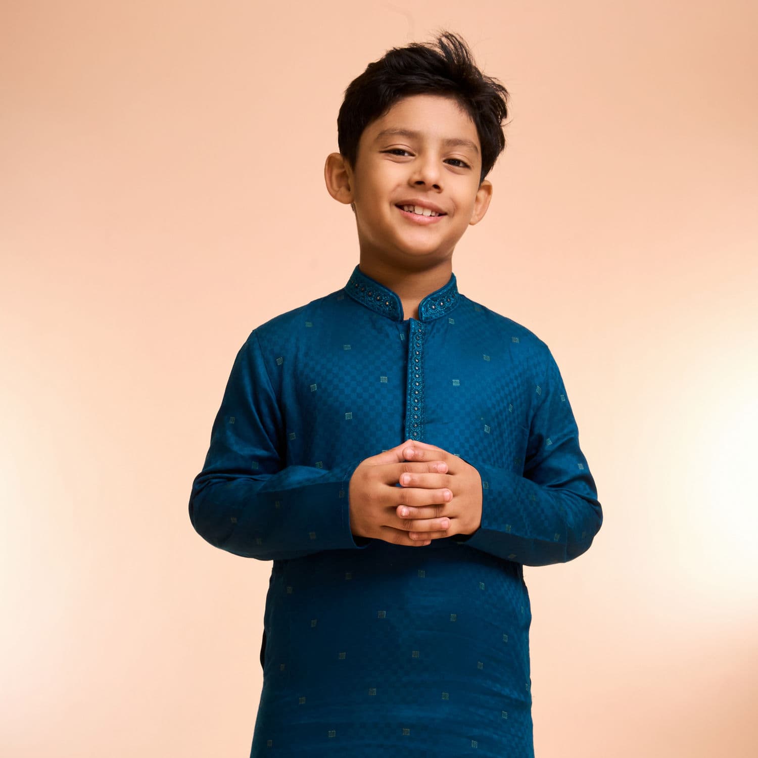 Teal Blue Cotton Kurta Pajama | Manyavar Teal Blue Cotton Kurta Pajama | Manyavar