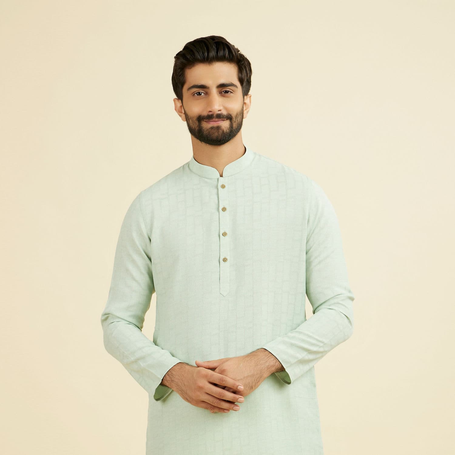 Light Mid Green Kurta | Manyavar Light Mid Green Kurta | Manyavar