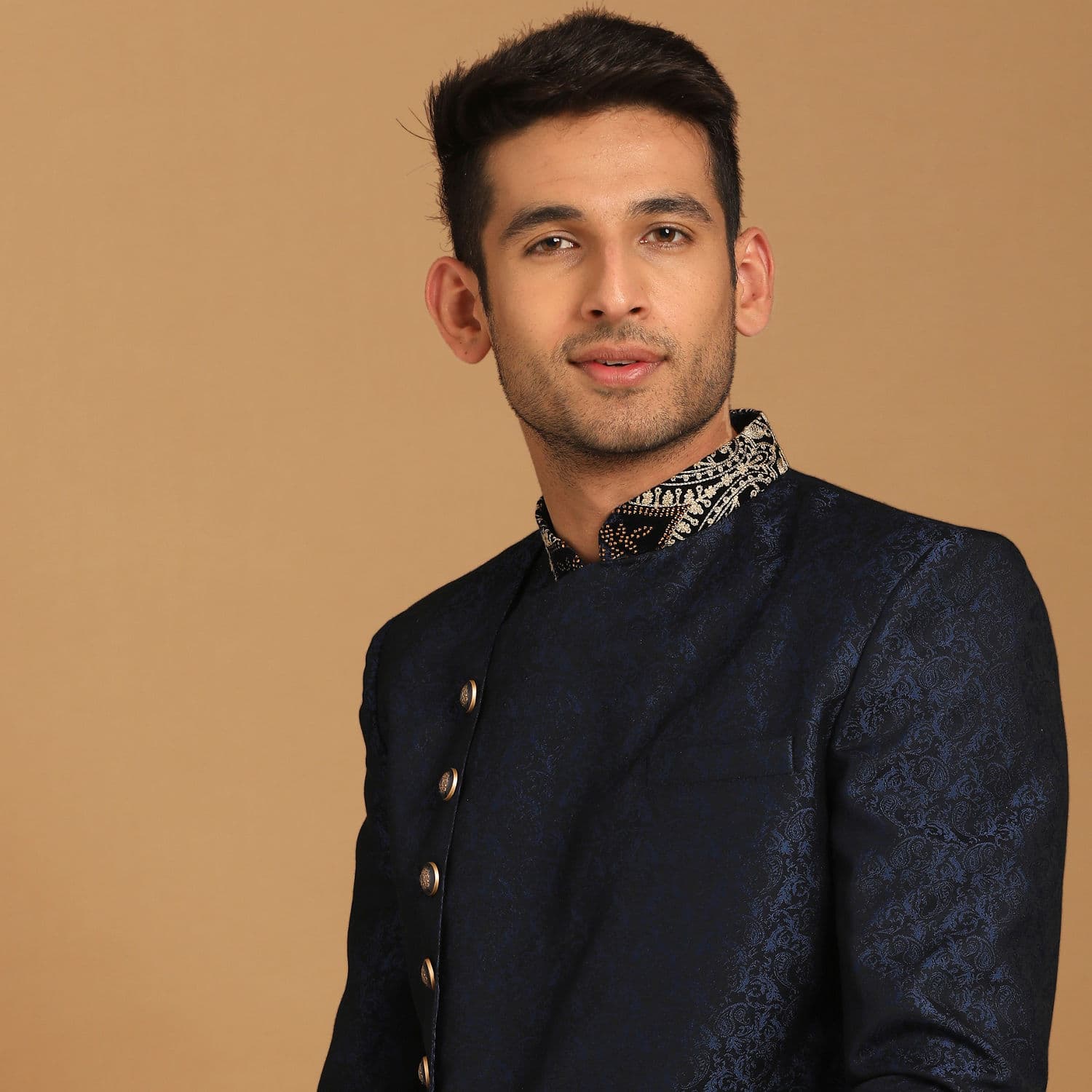 Dark Blue Indo Western With Dupatta | Manyavar Dark Blue Indo Western With Dupatta | Manyavar