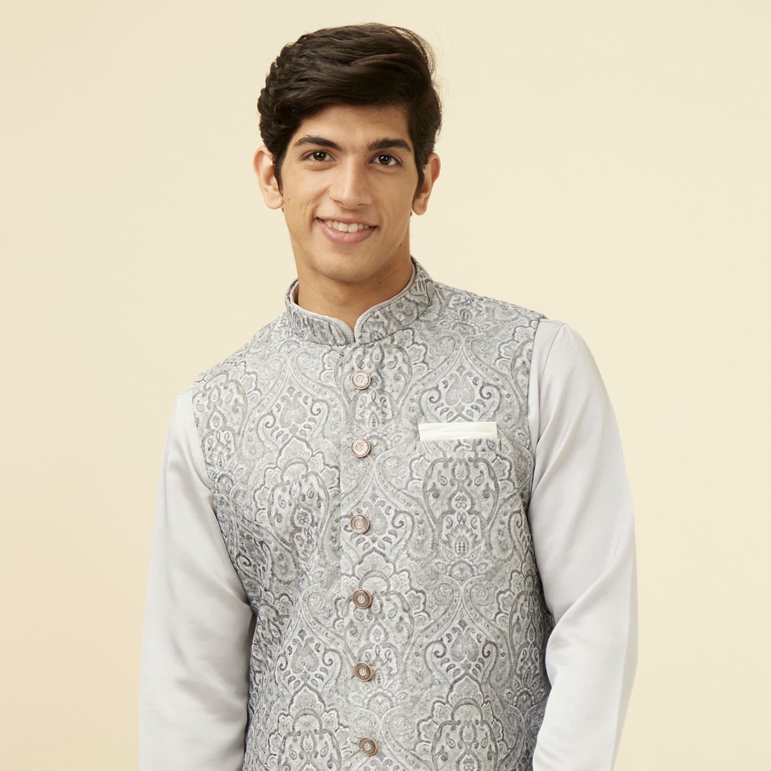 Pearl RIver Grey Chikankari Inspired Printed Jacket Pearl RIver Grey Chikankari Inspired Printed Jacket