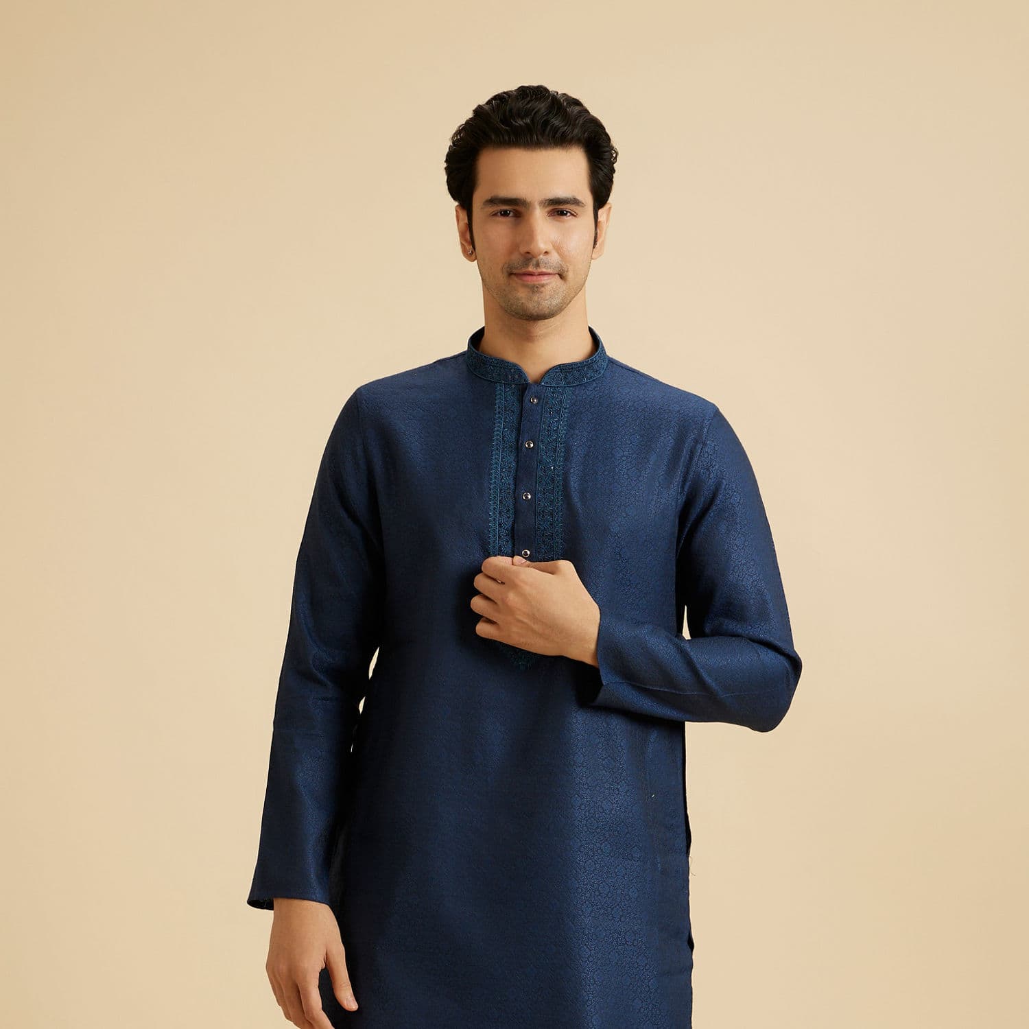 Elegant Teal Blue Kurta Pajama | Manyavar Elegant Teal Blue Kurta Pajama | Manyavar