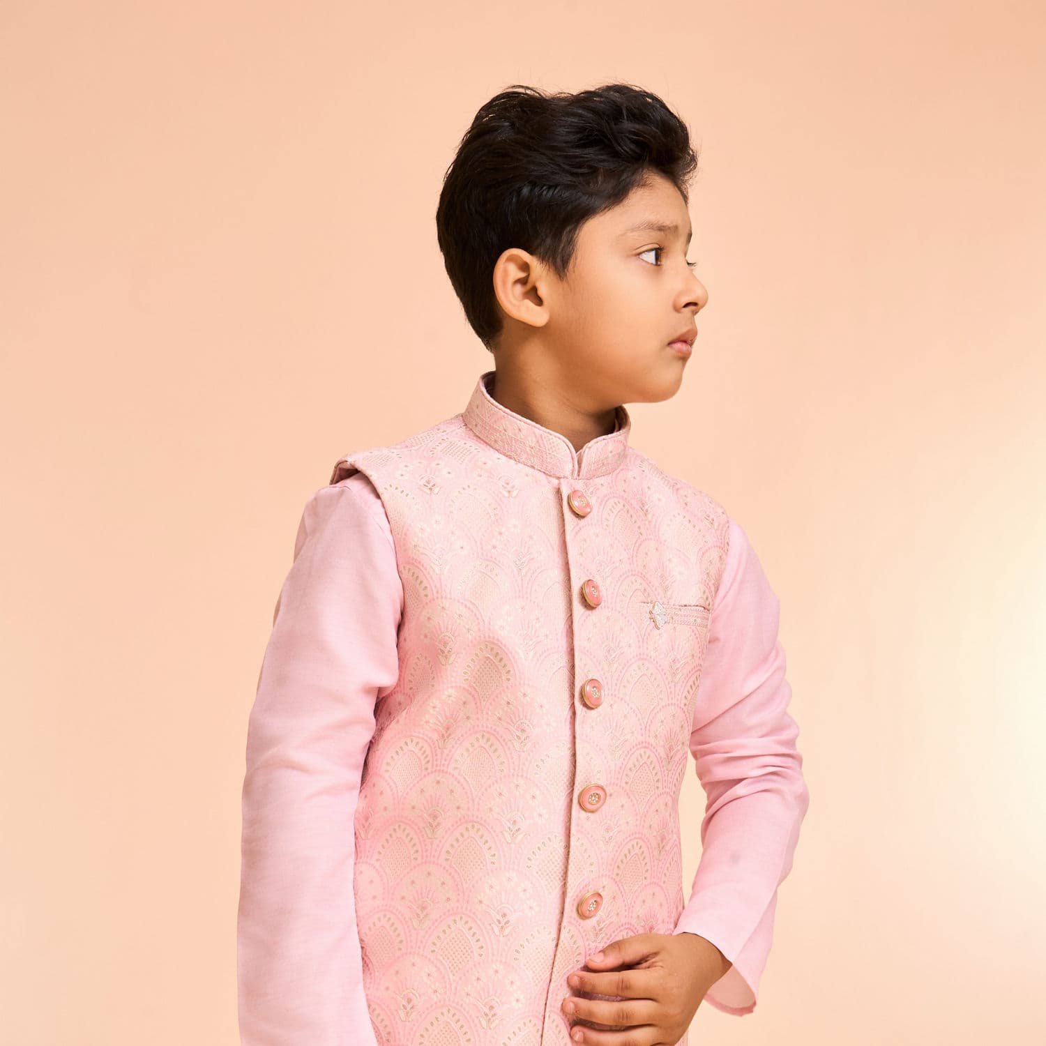 Majestic Pink Kurta Jacket Set | Manyavar Majestic Pink Kurta Jacket Set | Manyavar