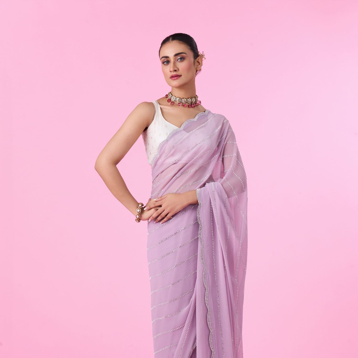 Purple Majesty Georgette Saree | Manyavar Purple Majesty Georgette Saree | Manyavar