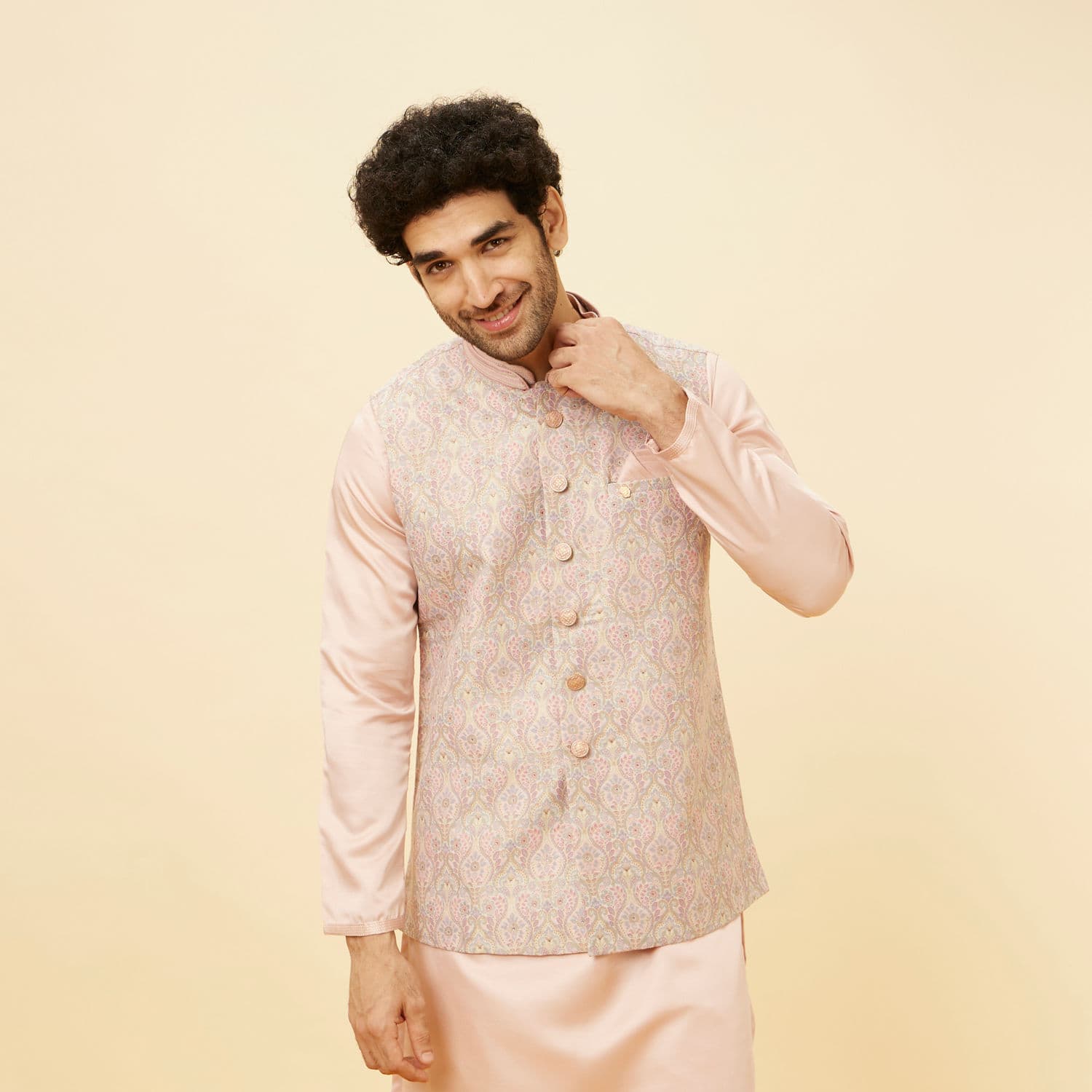 Rose Pink Bel Buti Patterned Jacket Rose Pink Bel Buti Patterned Jacket