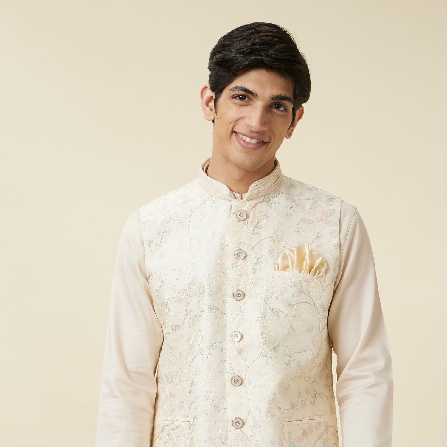 Cannoli Cream Bel Buti Patterned Jacket Cannoli Cream Bel Buti Patterned Jacket