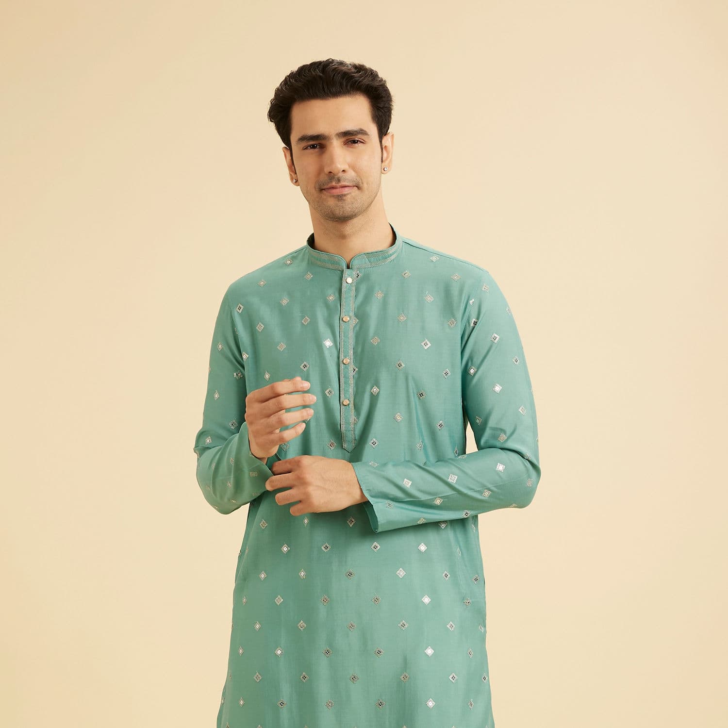 Plush Aqua Green Kurta Pajama | Manyavar Plush Aqua Green Kurta Pajama | Manyavar