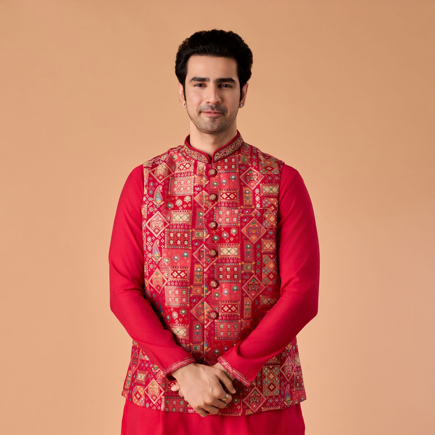 Rani Pink Kurta Jacket Set Rani Pink Kurta Jacket Set