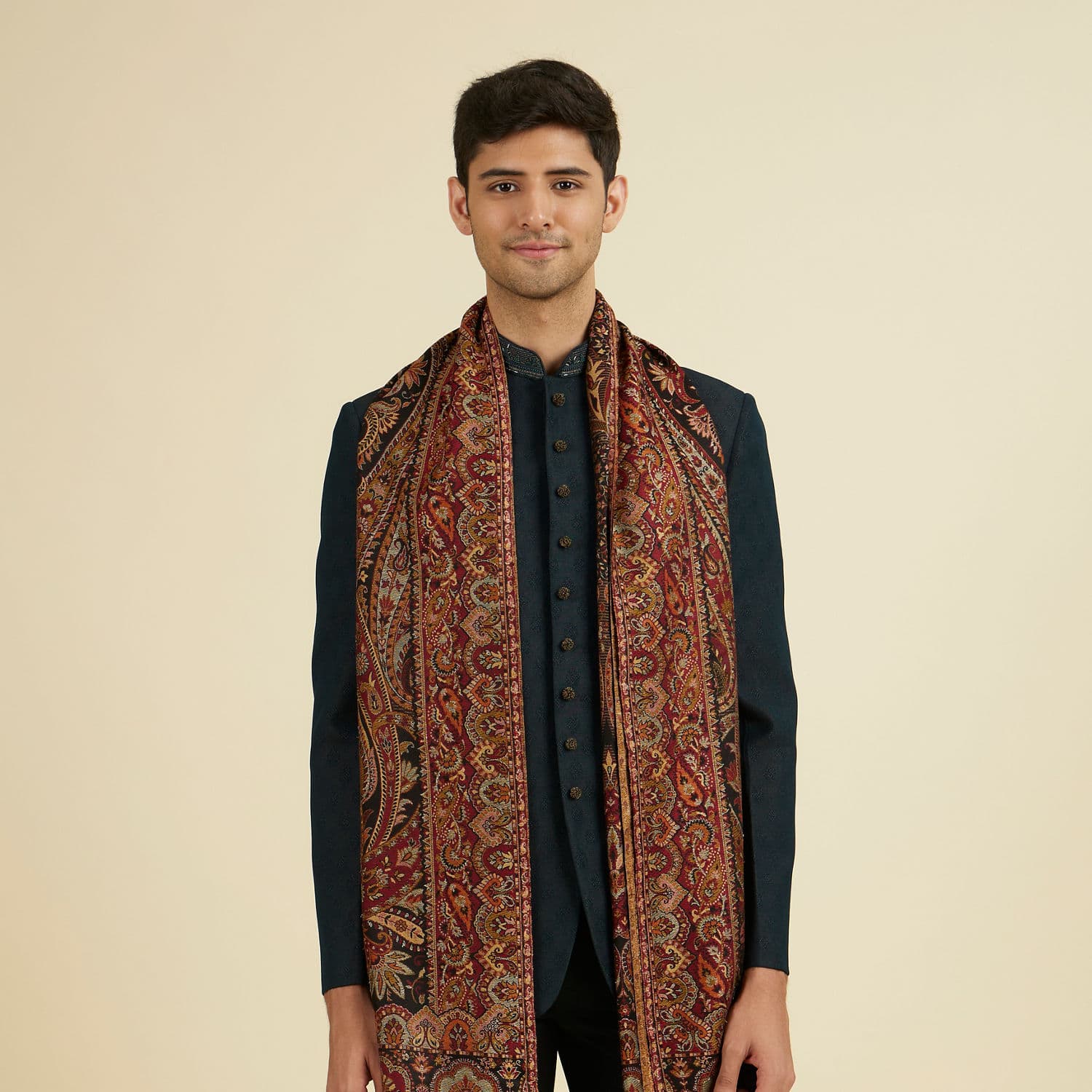 Black Elegance Shawl | Manyavar Black Elegance Shawl | Manyavar