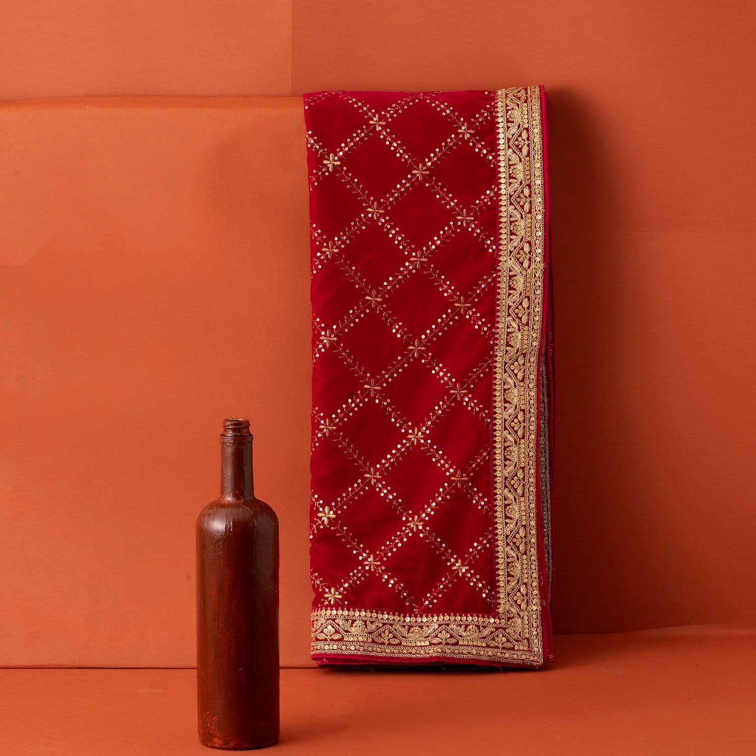 Rani Velvet Dupatta | Manyavar Rani Velvet Dupatta | Manyavar