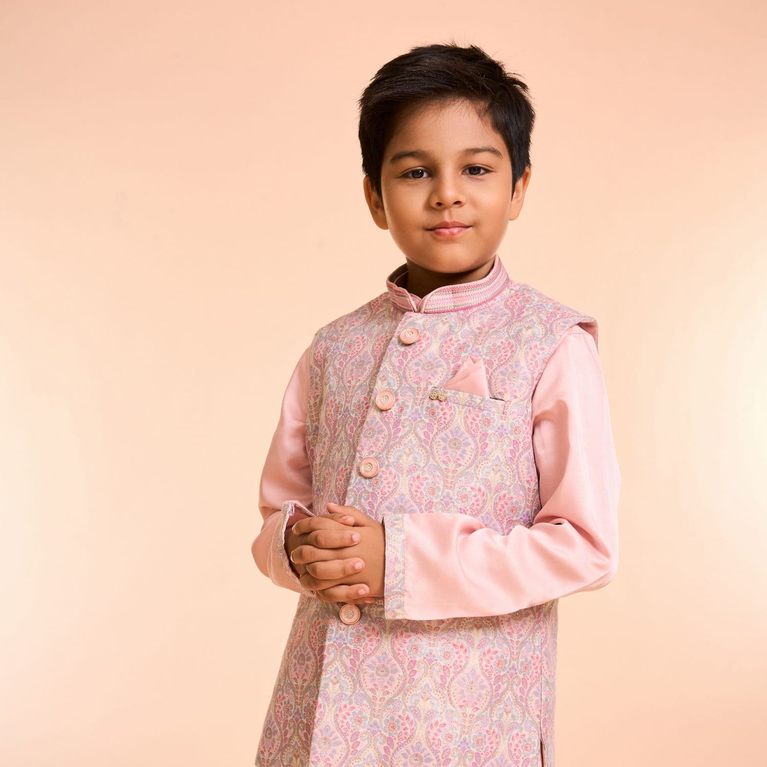 Vibrant Pink Kurta Jacket Set | Manyavar Vibrant Pink Kurta Jacket Set | Manyavar