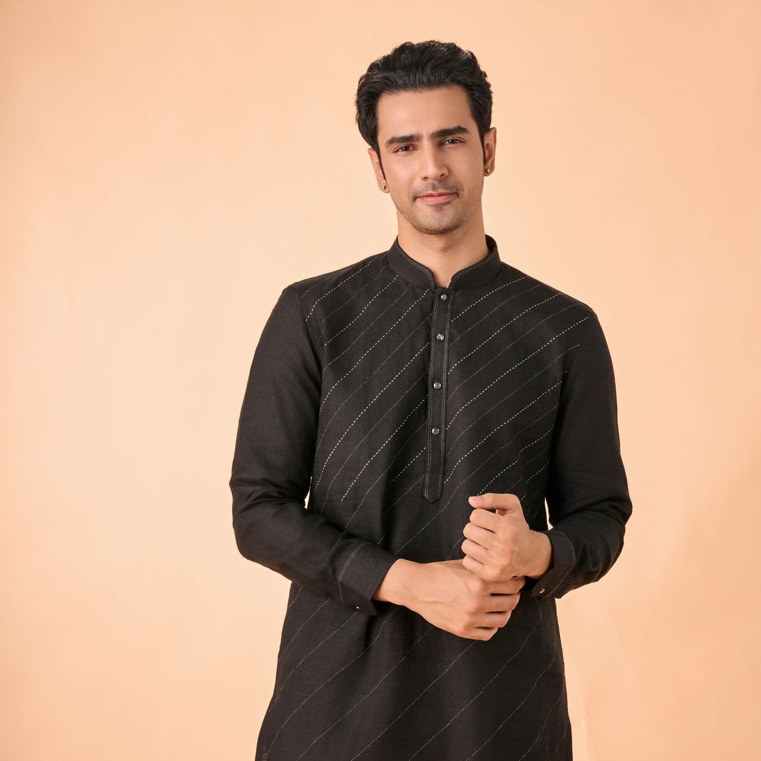 Black Linen Regal Kurta Black Linen Regal Kurta
