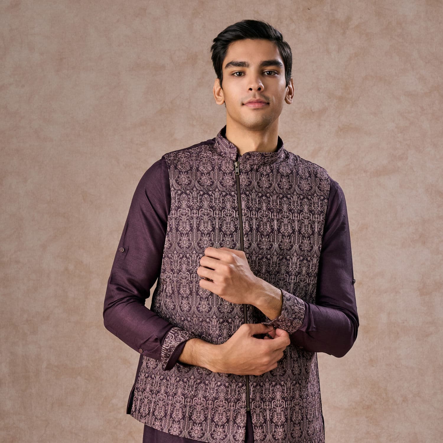 Purple Elegance Kurta Jacket Set Purple Elegance Kurta Jacket Set